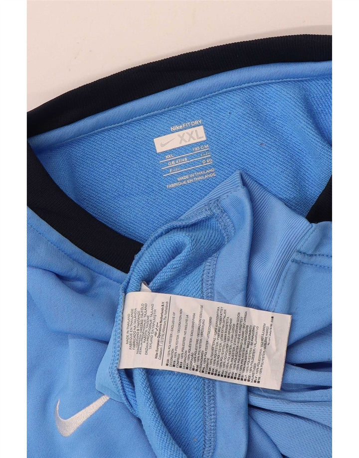Nike Herren Top Langarm UK 47/48 2XL Blaues Colourblock-Polyester
