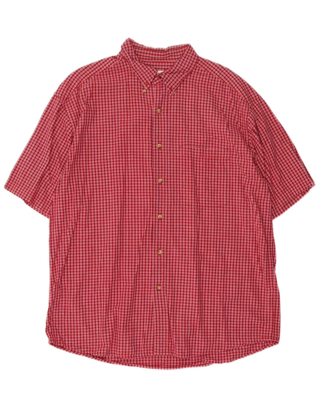 EDDIE BAUER Herren-Kurzarmhemd, große rote Gingham-Baumwolle