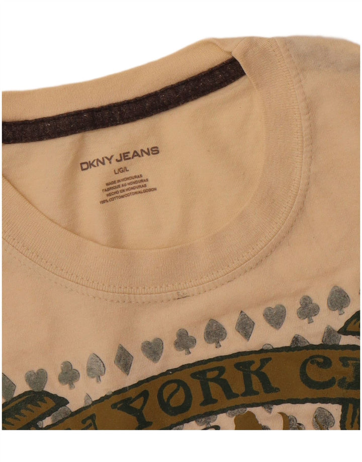 DKNY Herren-T-Shirt mit Grafik, Größe L, Beige, Baumwolle