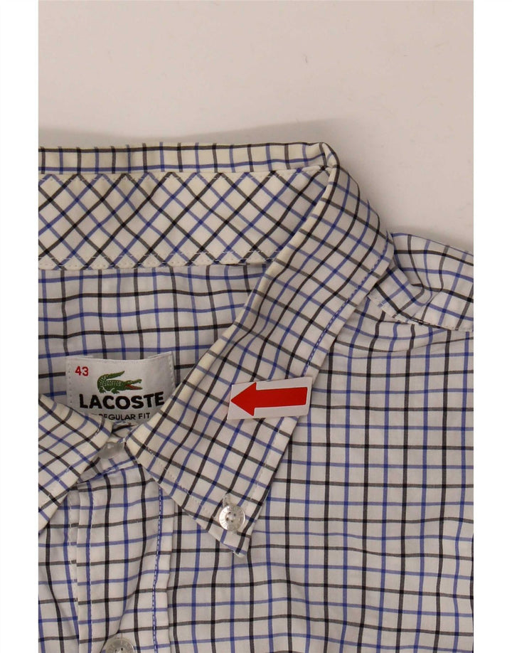 Lacoste Herren Kurzarmhemd mit normaler Passform, Größe 43, großes blaues Gingham