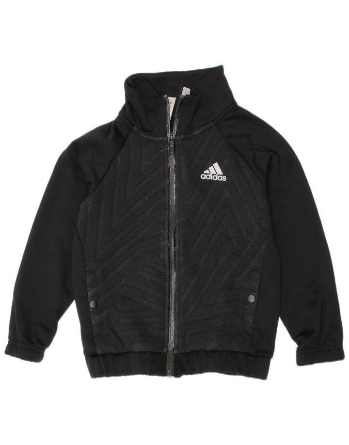 Adidas Jungen Grafik-Trainingsanzug-Top-Jacke, 5–6 Jahre, schwarz, geometrisch