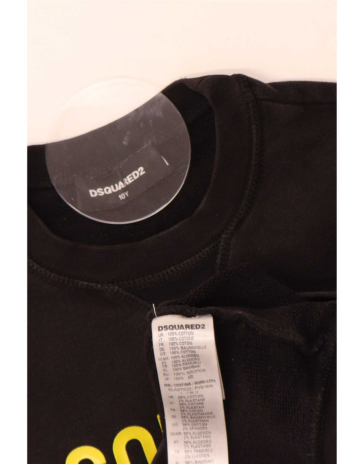 Dsquared2 Jungen-Sweatshirt mit Grafik, 9–10 Jahre, schwarze Baumwolle
