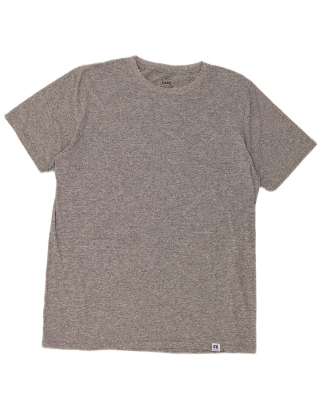 Russell Athletic Herren-T-Shirt-Oberteil aus mittelgrau gesprenkelter Baumwolle