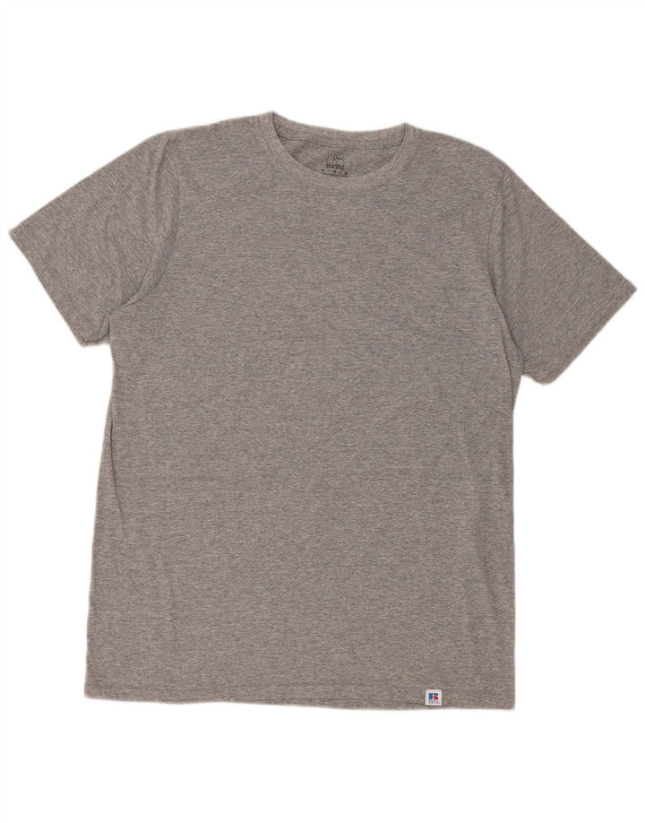 Russell Athletic Herren-T-Shirt-Oberteil aus mittelgrau gesprenkelter Baumwolle