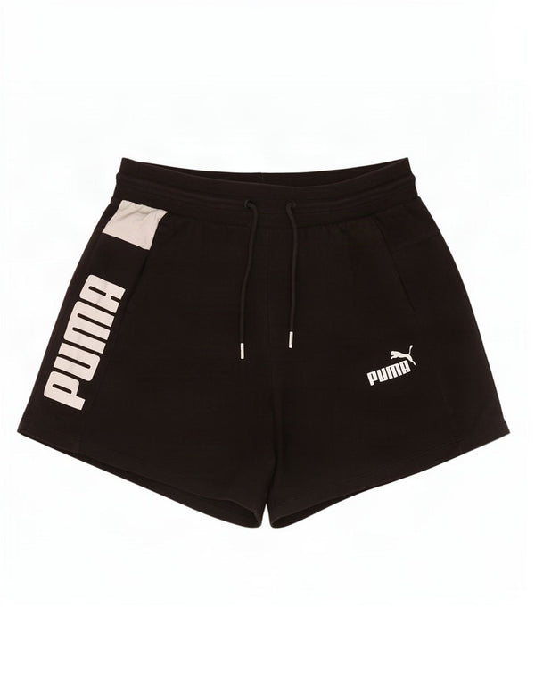 Puma Womens Graphic Sport Shorts UK 12 Mittelschwarze Colourblock-Baumwolle