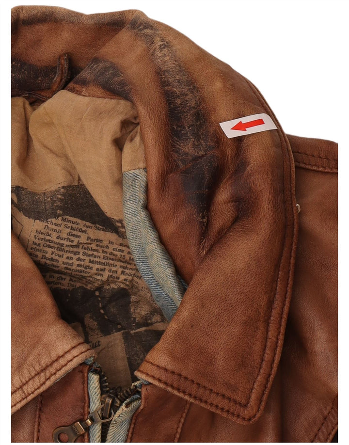 Vintage Herren Bomber Lederjacke UK 42 XL Braun Patchwork Leder