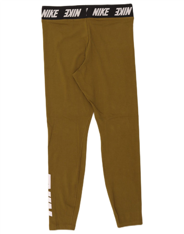 Nike Womens Graphic Leggings UK 14 Large Khaki Baumwolle