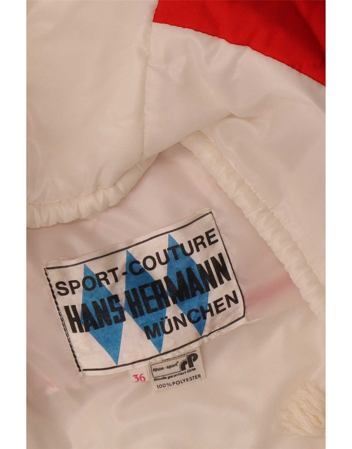 Vintage Damen Crop Übergroße Steppweste EU 36 Klein Weiß Farbblock