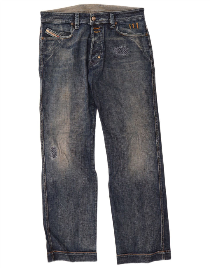 Diesel Herren Distressed Straight Jeans W31 L32 Blaue Baumwolle