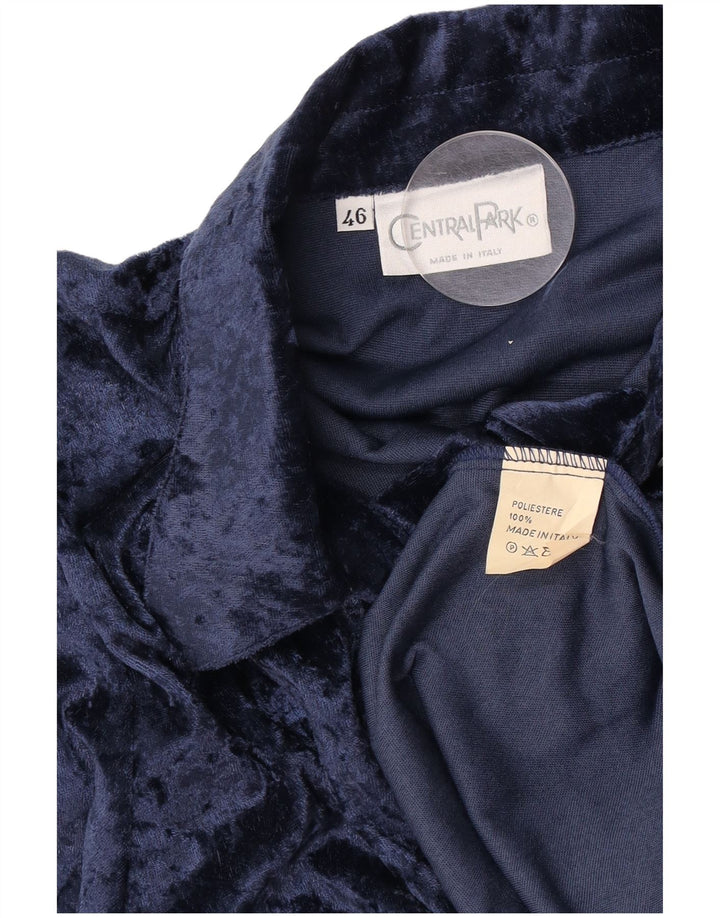 Central Park Damen Velours-Hemdbluse IT 46 Large Marineblau Polyester