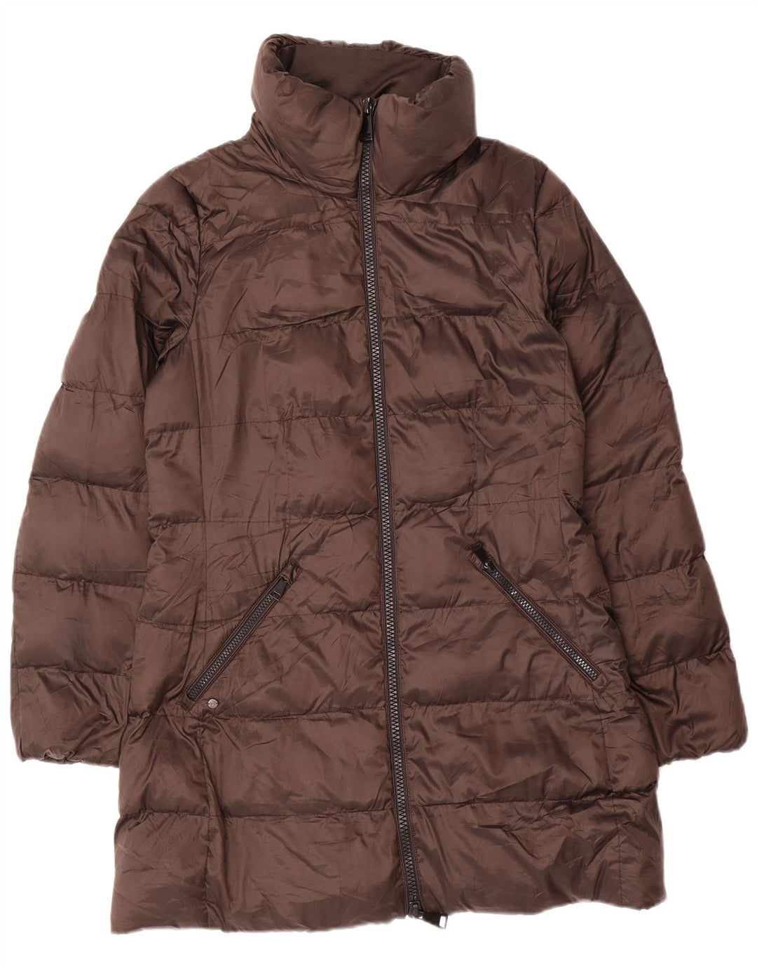 Massimo Dutti Damen Wattierter Mantel UK 14 Mittelbraunes Polyamid