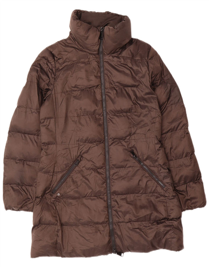 Massimo Dutti Damen Wattierter Mantel UK 14 Mittelbraunes Polyamid