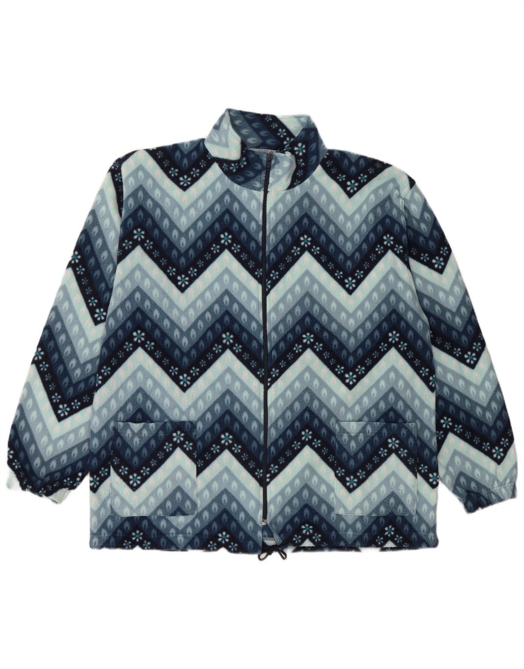 Vintage Herren Fleecejacke UK 40 Groß Blau Geometrisch