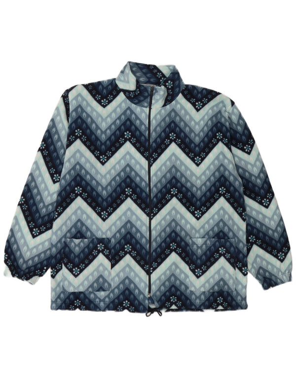 Vintage Herren Fleecejacke UK 40 Groß Blau Geometrisch