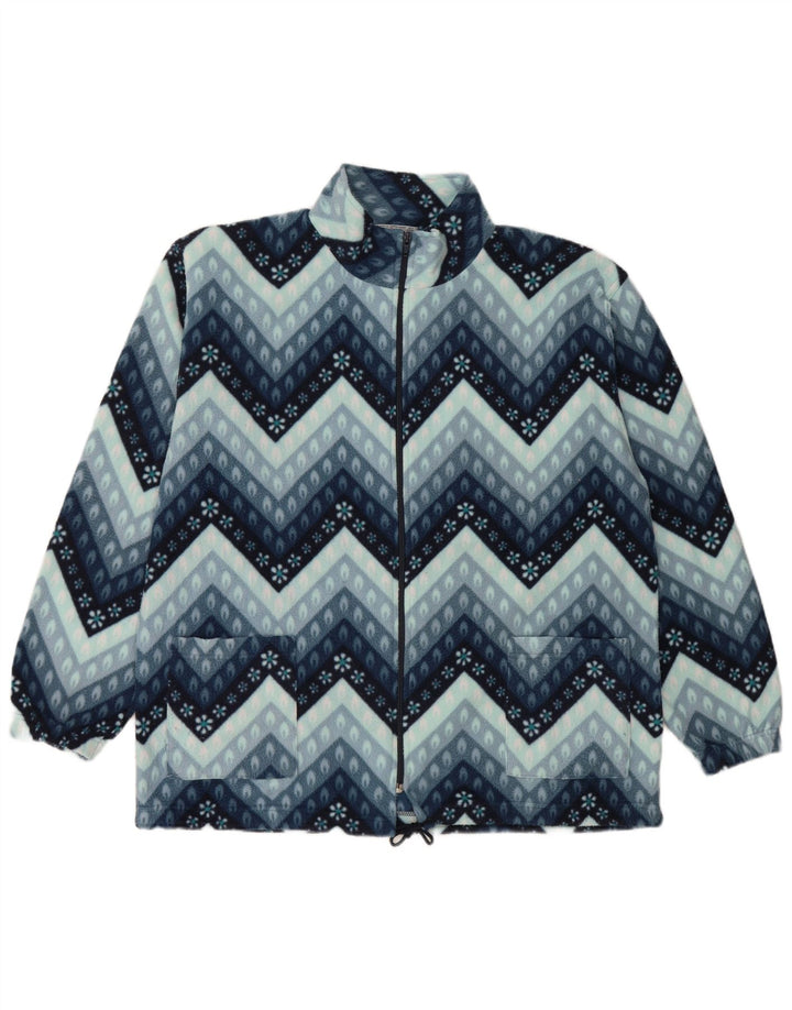 Vintage Herren Fleecejacke UK 40 Groß Blau Geometrisch