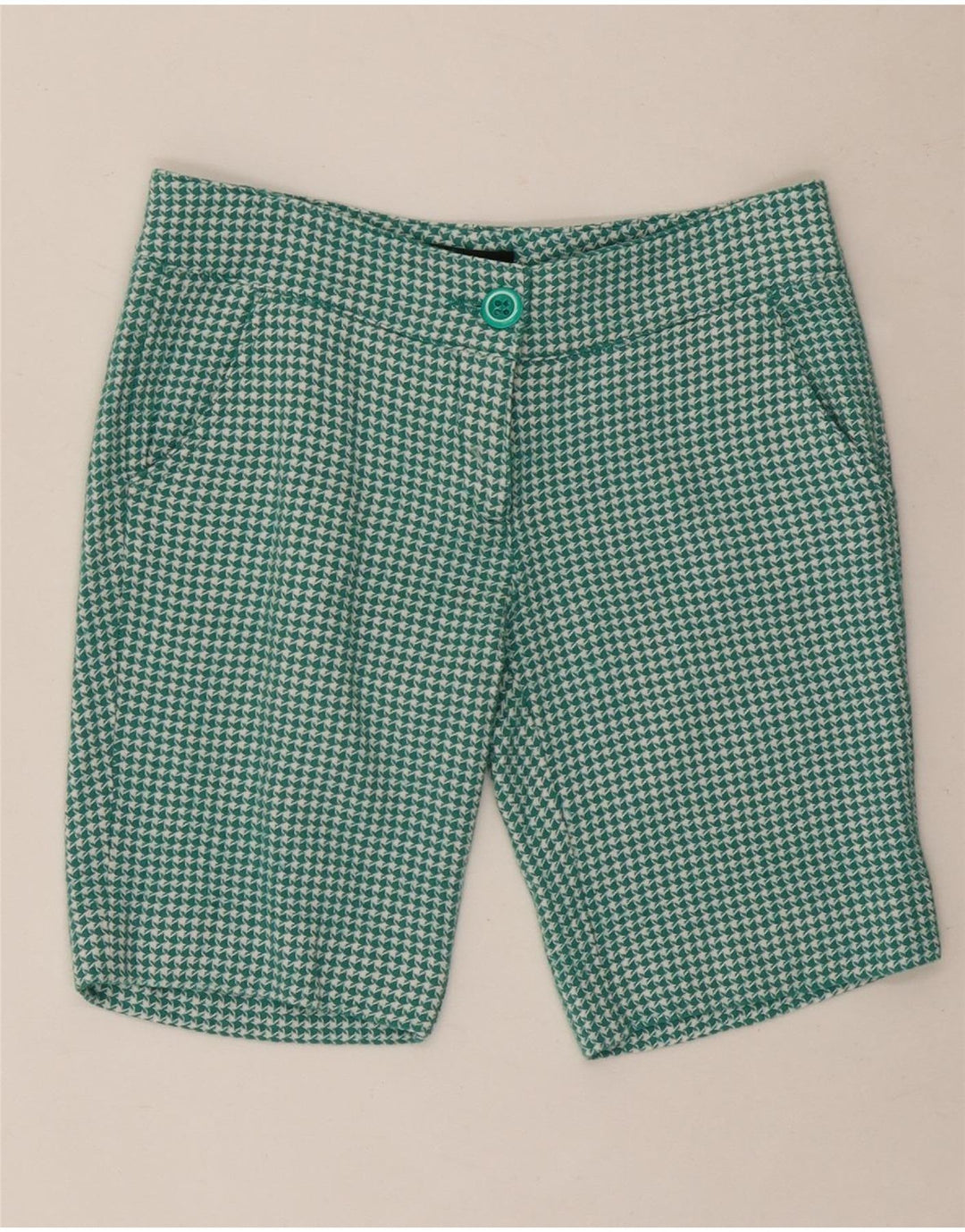 ROCCOBAROCCO Damen Chinoshorts US 6 Medium W30 Grüne Hahnentrittwolle