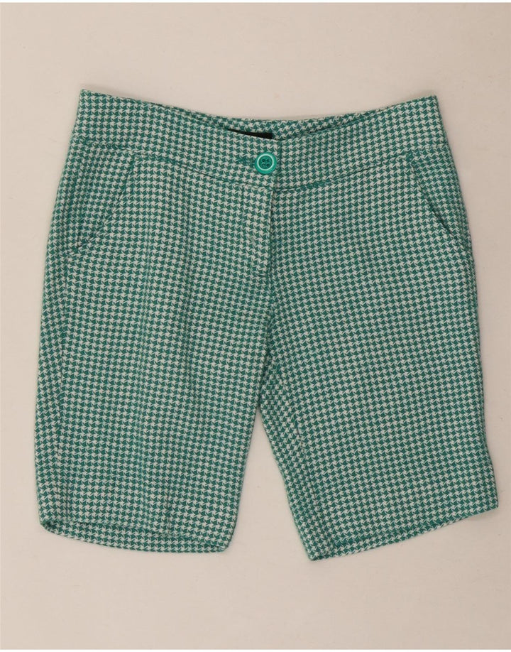 ROCCOBAROCCO Damen Chinoshorts US 6 Medium W30 Grüne Hahnentrittwolle
