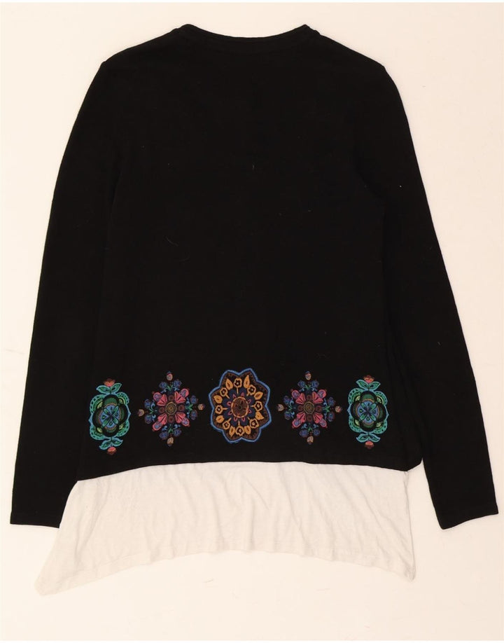 DESIGUAL Womens Cardigan Sweater UK 12 Medium Black Colourblock Polyester Vintage Desigual and Second-Hand Desigual from Messina Hembry 