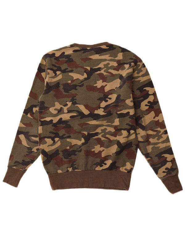 Ellesse Herren-Sweatshirt mit Grafik, Größe S, Khaki, Camouflage, Baumwolle