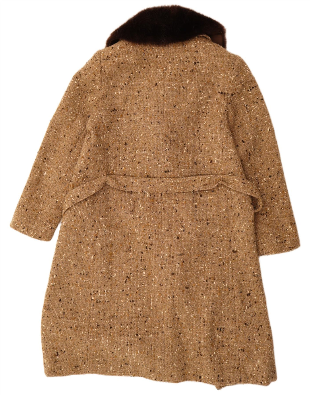 Vintage Damen Zweireihiger Mantel UK 18 XL Beige meliert