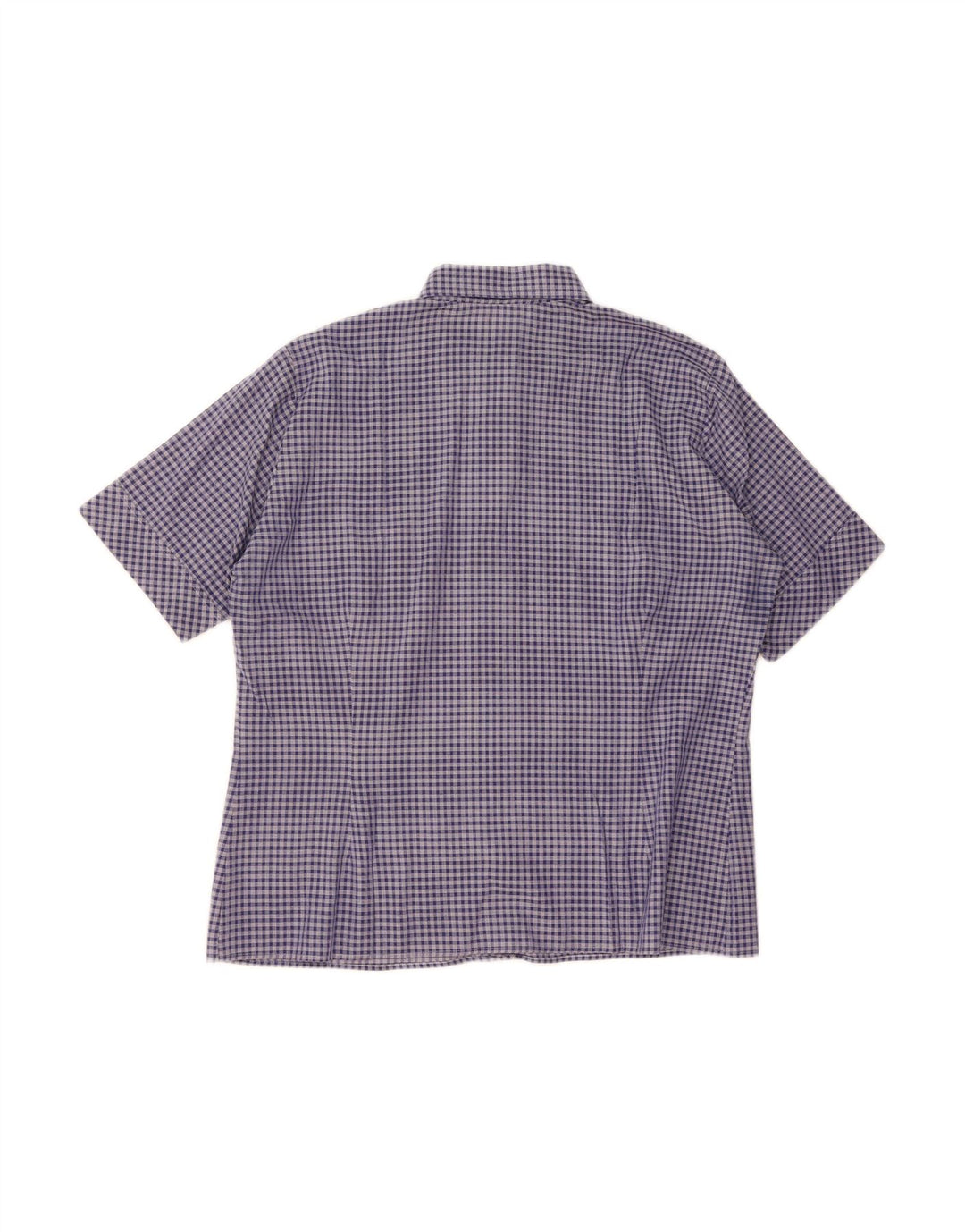 VINTAGE Womens Short Sleeve Shirt UK 18 XL Blue Check Polyester