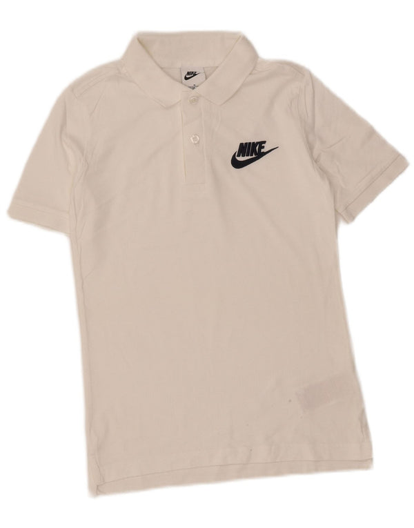 NIKE Boys Polo Shirt 10-11 Years Medium White Cotton