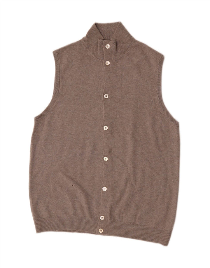 Vintage Herren Ärmelloser Cardigan Pullover Mittelgraue Wolle