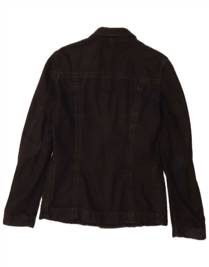 Calvin Klein Jeans Damen 2-Knopf-Blazerjacke UK 14 Große schwarze Baumwolle