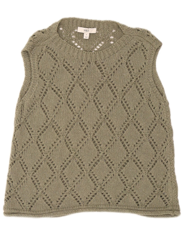 MARKS & SPENCER Herren Crop Vest Tank Top Medium Khaki Argyle/Diamond Cotton