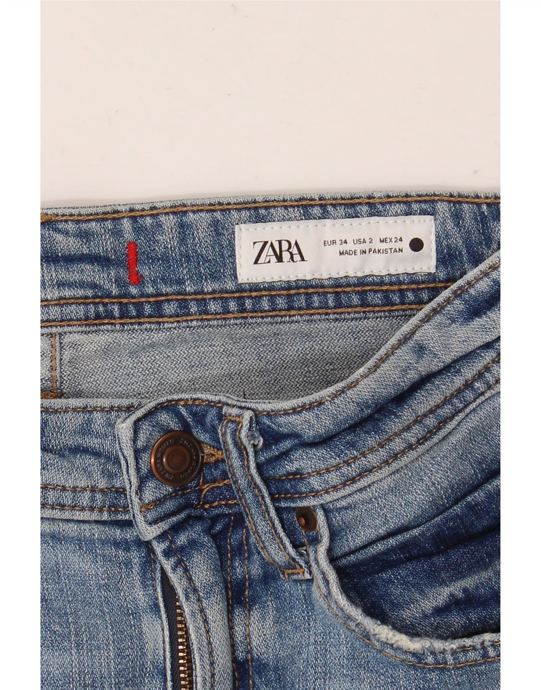 Zara Damen Straight Jeans EU 34 2XS W24 L27 Blau