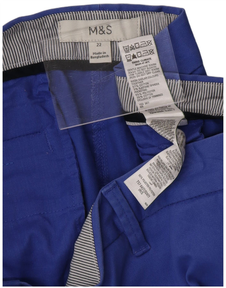 MARKS & SPENCER Damen Chinoshorts UK 22 3XL W42 Blaue Baumwolle