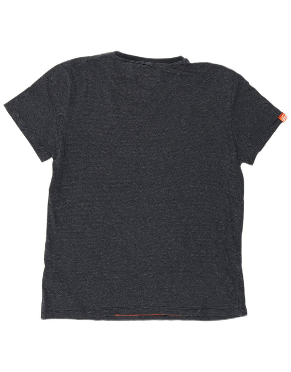 Superdry Mens T-Shirt Top 2XL Navy Blue Flecked Cotton