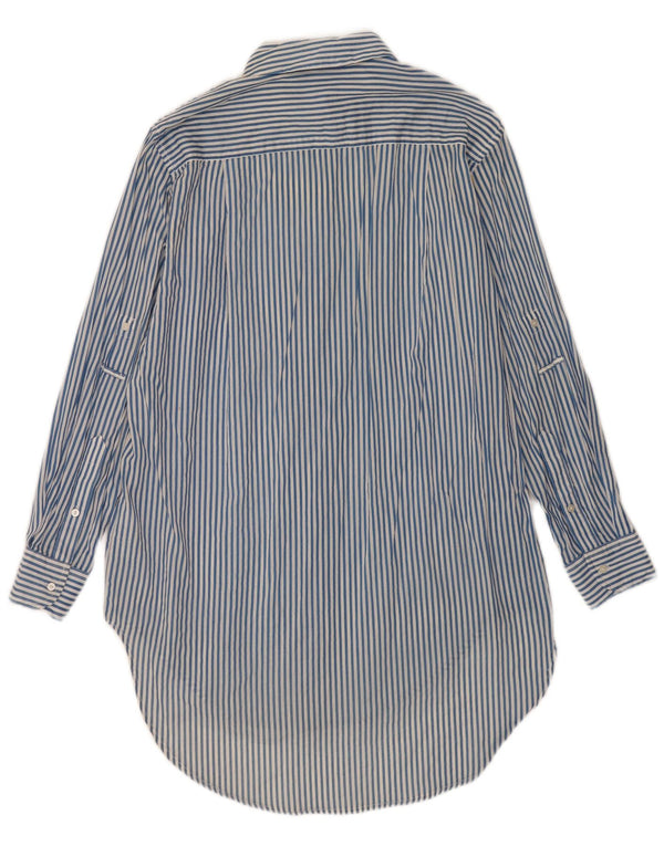 Zara Damen Trafaluc Übergroßes Hemdkleid UK 4 XS Blaue Nadelstreifen-Baumwolle