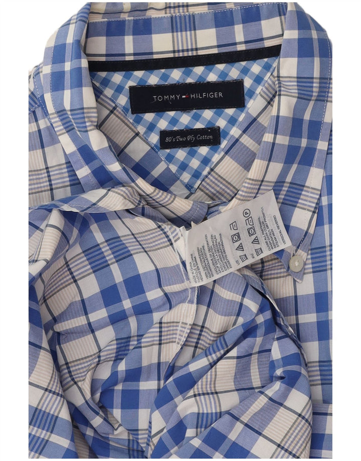 Tommy Hilfiger Herrenhemd XL, blau kariert, Baumwolle