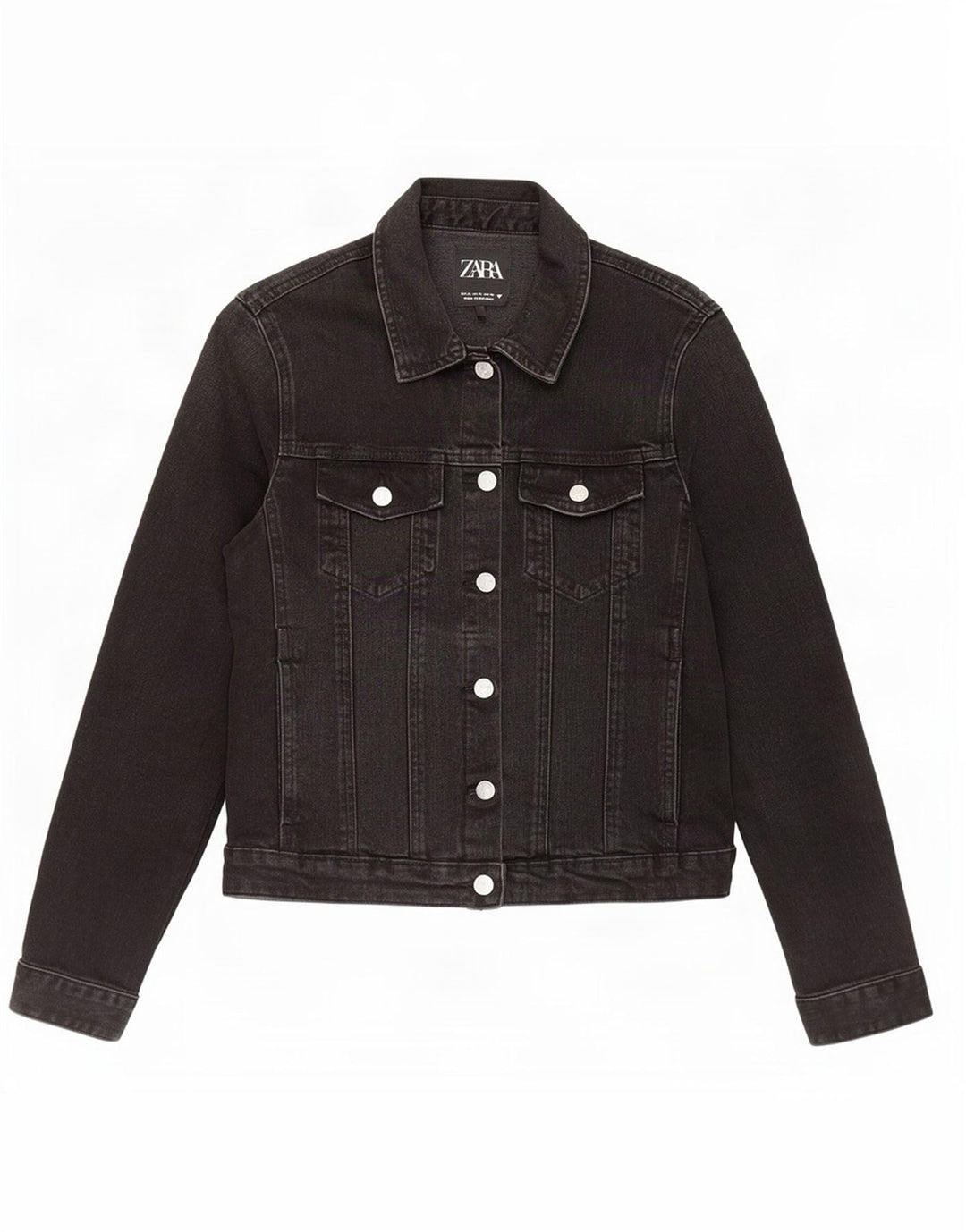 Zara Damen Crop Jeansjacke UK 14 Large Schwarz