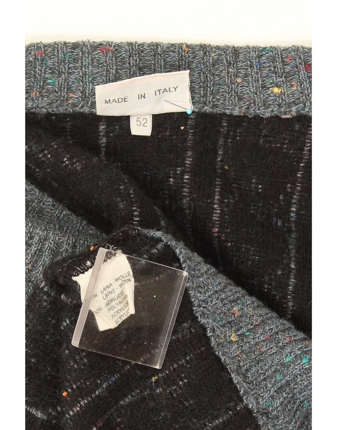 Ranger Herren-Cardigan-Pullover IT 52 Große graue geometrische Wolle