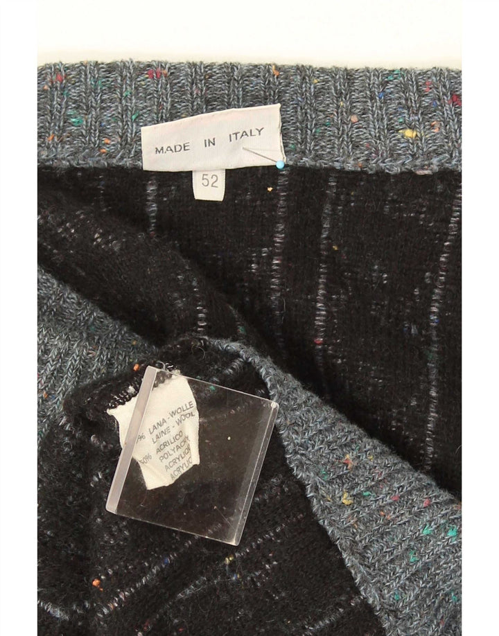 Ranger Herren-Cardigan-Pullover IT 52 Große graue geometrische Wolle