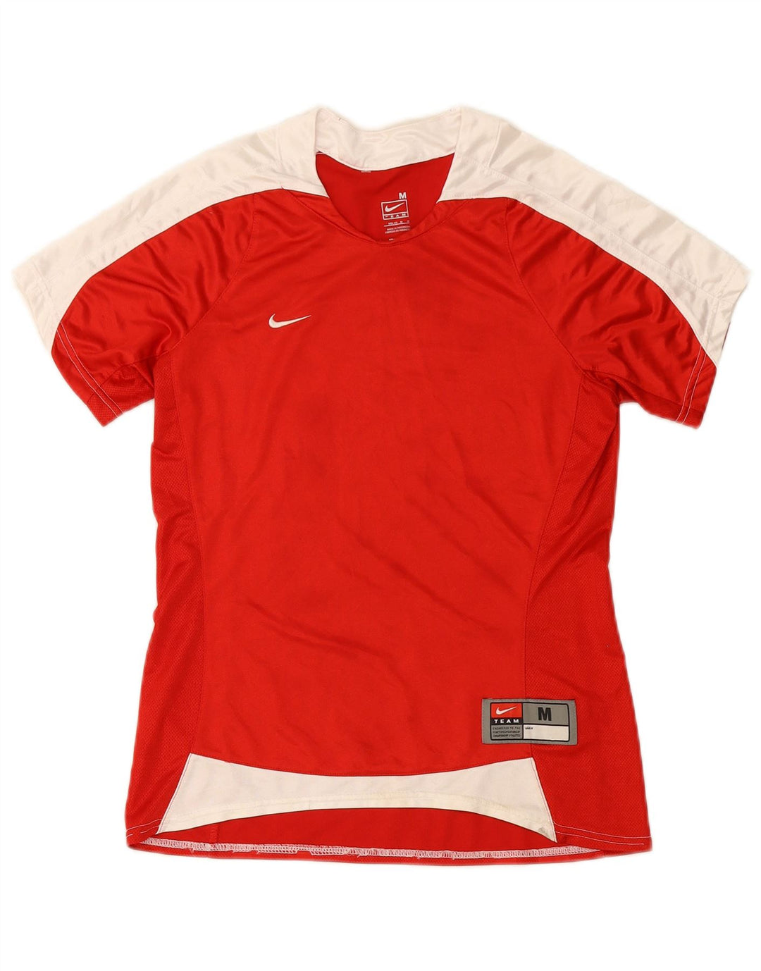 Nike Womens Fit Dry T-Shirt Top US 8/10 Mittelrotes Colourblock-Polyester