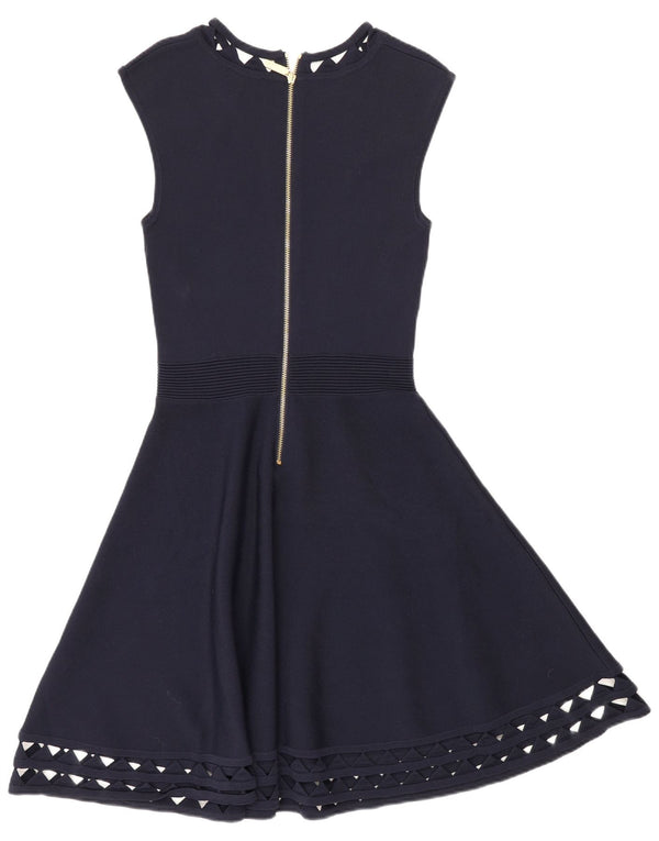 Ted Baker Damen Slim Fit A-Linien-Kleid Größe 2 Small Marineblaue Viskose