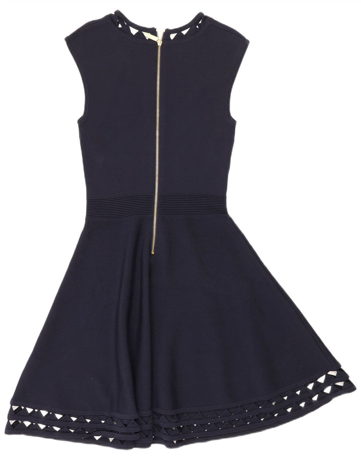 Ted Baker Damen Slim Fit A-Linien-Kleid Größe 2 Small Marineblaue Viskose