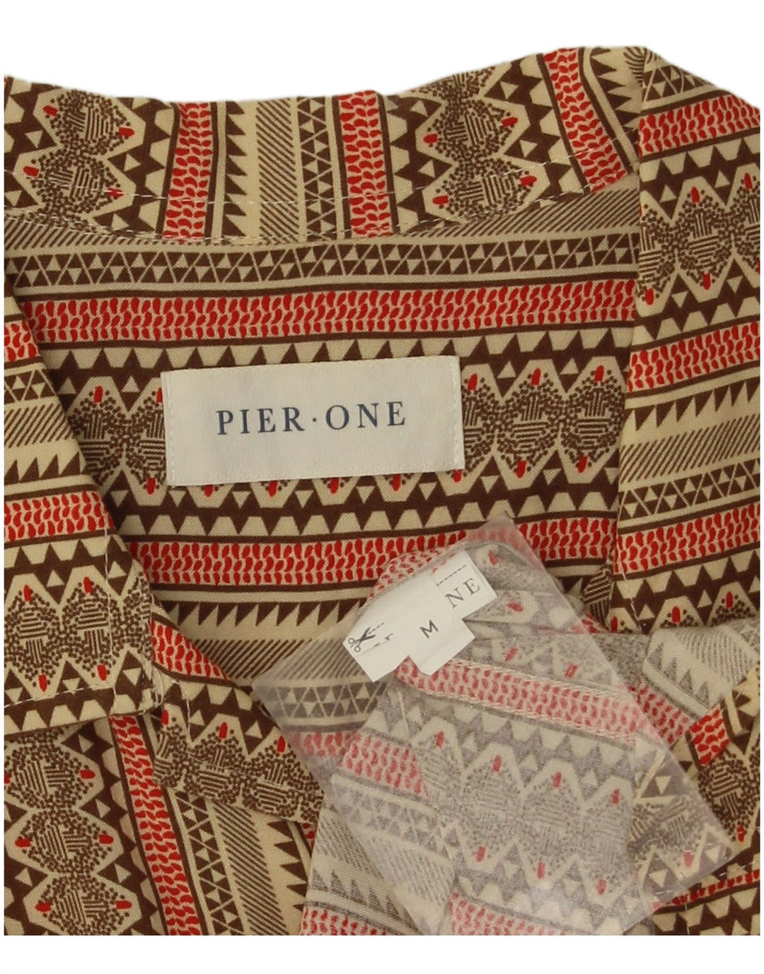 Pier One Herren Kurzarmhemd Medium Khaki gestreift