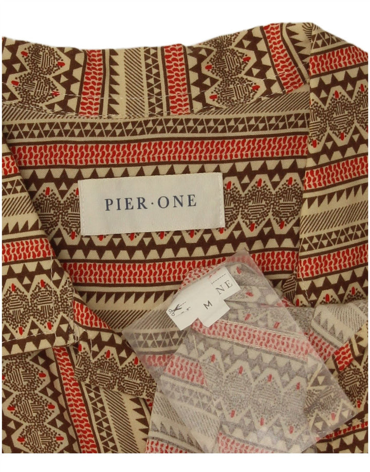 Pier One Herren Kurzarmhemd Medium Khaki gestreift