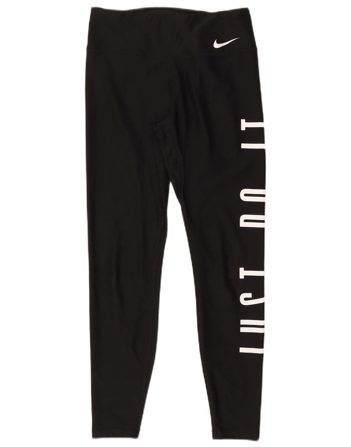 Nike Damen Dri Fit Graphic Leggings UK 10 Small Schwarz Polyester