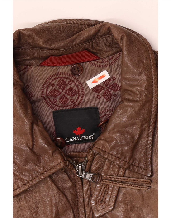Canadiens Herren Lederjacke IT 48 Mittelbraun