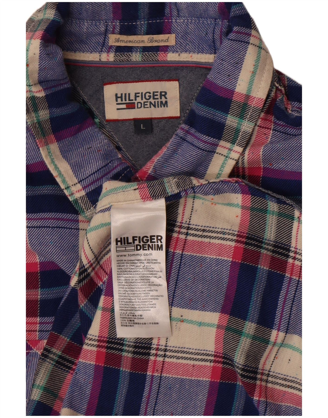 Tommy Hilfiger Herrenhemd, groß, blau kariert, Baumwolle
