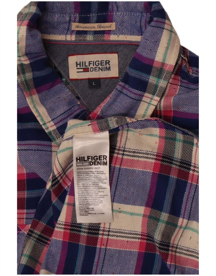 Tommy Hilfiger Herrenhemd, groß, blau kariert, Baumwolle