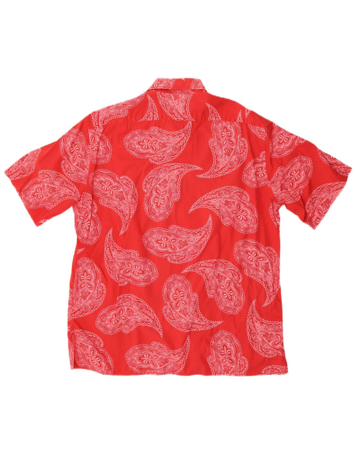 Brooksfield Herren-Kurzarmhemd aus mittelroter Paisley-Baumwolle