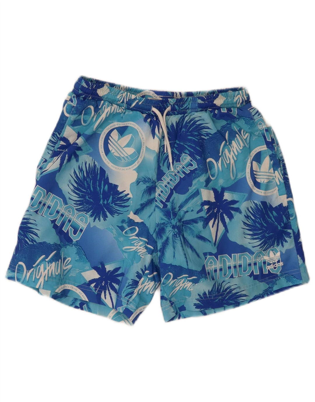Adidas Herren Badeshorts mit Grafik, Größe S, Blau, Polyester, hawaiianisch