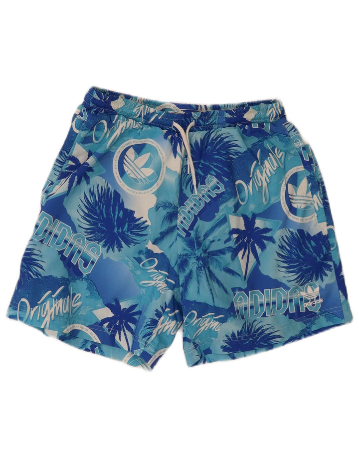 Adidas Herren Badeshorts mit Grafik, Größe S, Blau, Polyester, hawaiianisch