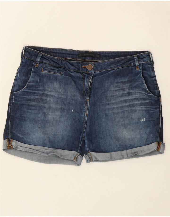 ZARA Womens Distressed Denim Shorts EU 40 Medium W30 Navy Blue Cotton Vintage Zara and Second-Hand Zara from Messina Hembry 